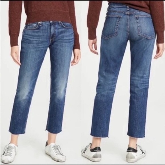 NWT Rag & Bone Dre Low Rise Boyfriend Raw Hem Jeans - Size 25 - Picture 1 of 9
